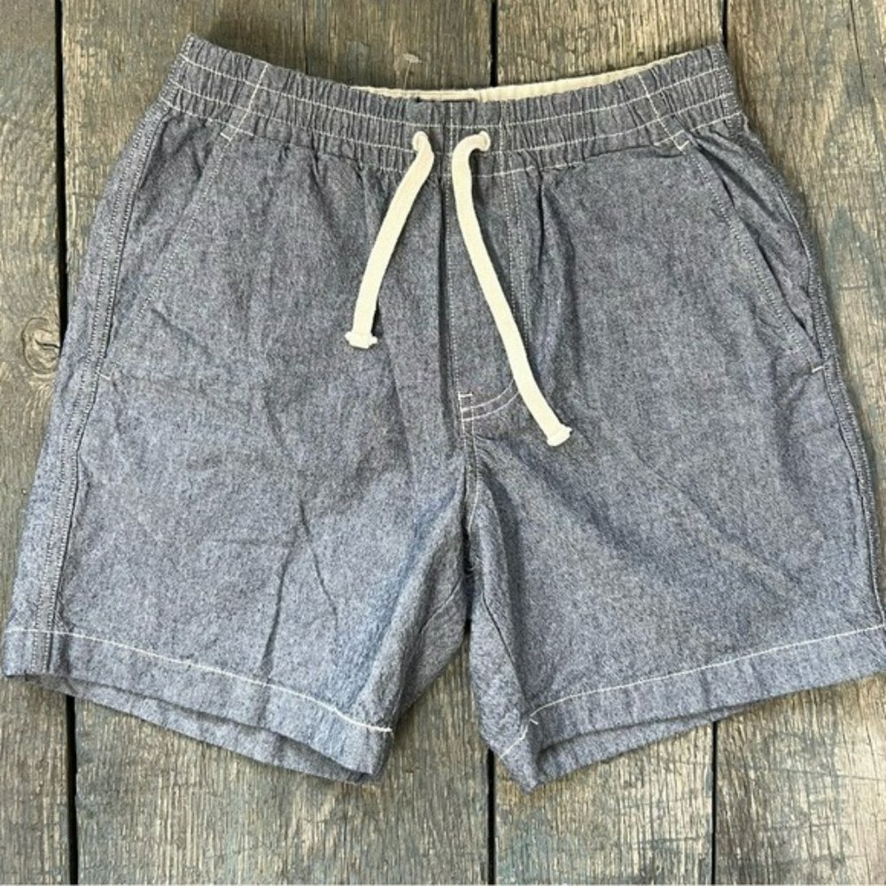 J CREW Blue Chambray Sportsmen Outfitters Pull On Shorts Mens XSMALL NWOT